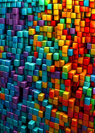 Colorful cubes background, 3d rendering. Computer digital drawing.の素材