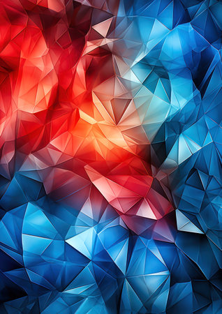 abstract background consisting of blue and red triangles, computer generated imagesの素材