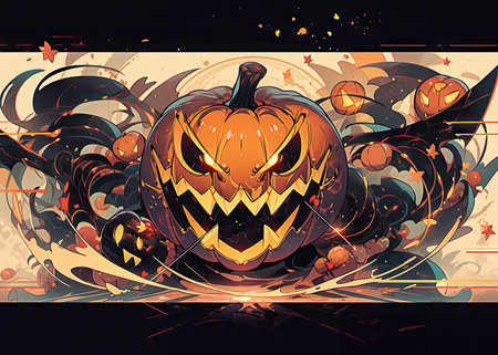 Halloween background with pumpkin and grunge elements. Vector illustration.の素材