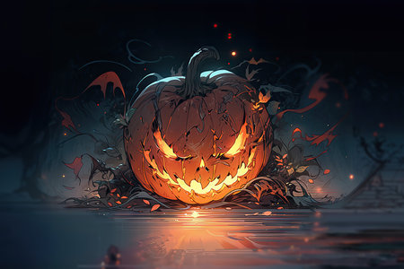 Halloween pumpkin on a dark background. 3d rendering, 3d illustration.の素材