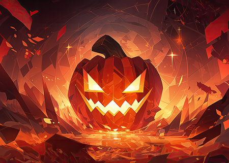 Halloween background with Jack-o-lantern. Vector illustrationの素材