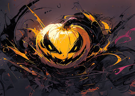 Halloween background with pumpkin. Grunge style.の素材
