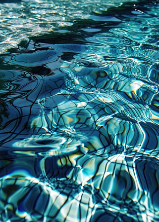 Abstract background of rippled water surface in a swimming pool.の素材