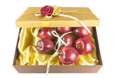 many fresh apples in luxury give boxの写真素材
