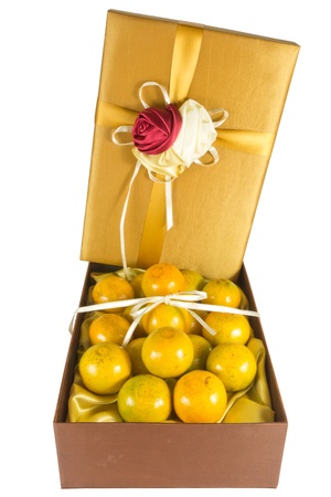many fresh oranges in luxury give boxの写真素材