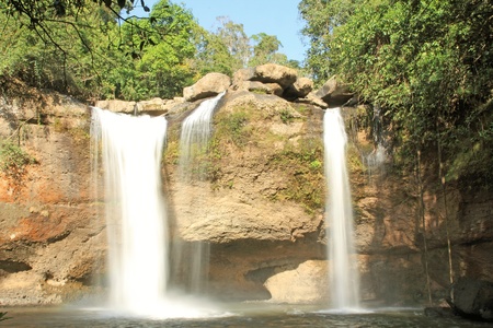 Waterfall haewsuwat, in kaoyai mountain, Thailandの写真素材