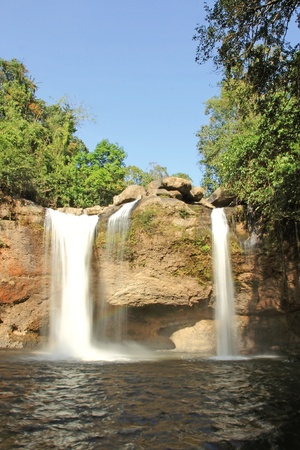 Waterfall haewsuwat, in kaoyai mountain, Thailandの写真素材
