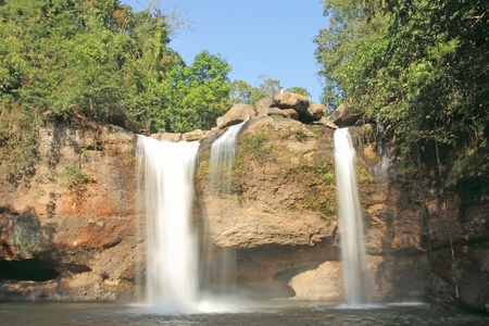 Waterfall haewsuwat, in kaoyai mountain, Thailandの写真素材