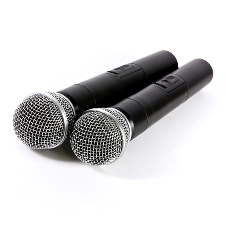 Two microphone wireless on white backgroundの写真素材