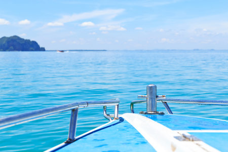 Beautiful blue sea and island on speed boat, Krabi Thailand