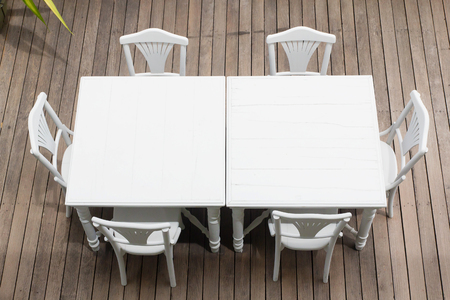 White wood table and chair tableの写真素材