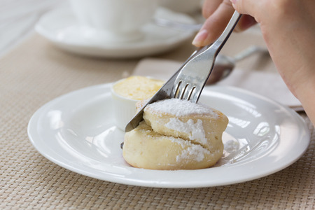 Luxury afternoon tea with dessert on wooden table.の写真素材