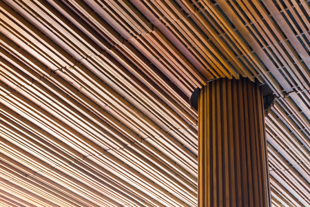 Modern wooden with big pillar and ceiling, wood background.の写真素材