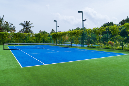 New blue tennis field, sport concept background.の写真素材
