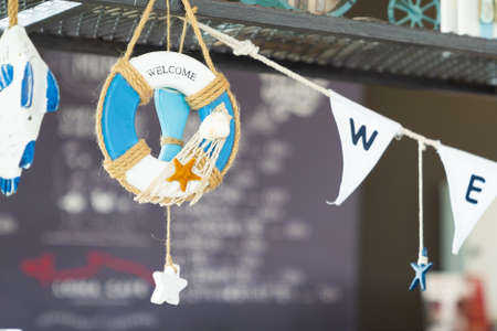 Welcome, vintage retro sign in cafe front.の写真素材