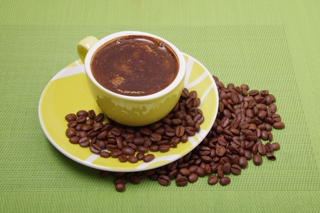 coffee cup with beansの写真素材