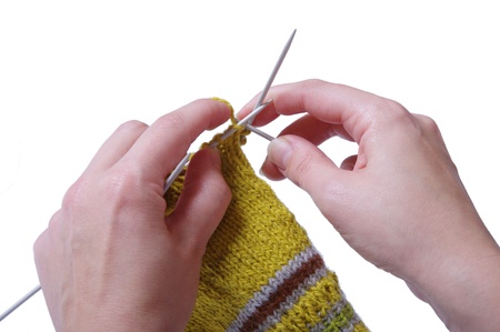 knitting a sockの写真素材