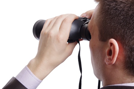 man with binocularsの写真素材