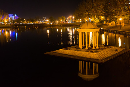 small building on the waterの写真素材