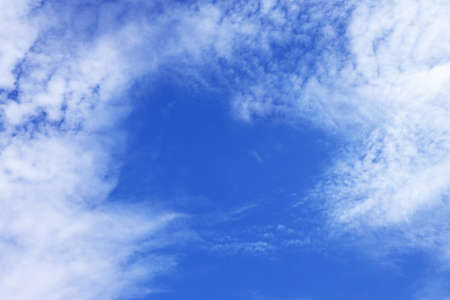 Cloud in the form of heart against the blue sky, backgroundの写真素材