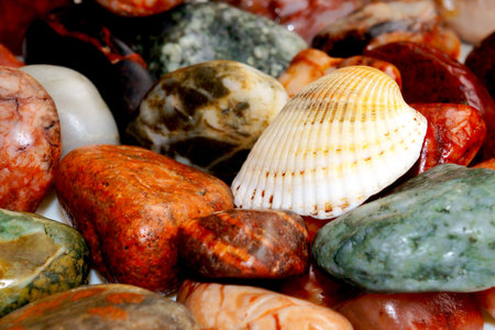 Color spectrum of semiprecious gemstone, isolated on white backgroundの写真素材