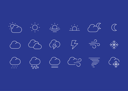 Weather icons in line styleのイラスト素材