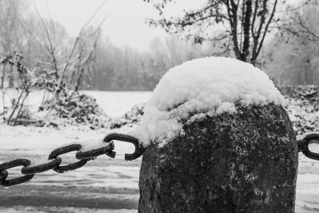 Snowfall on the chainの写真素材