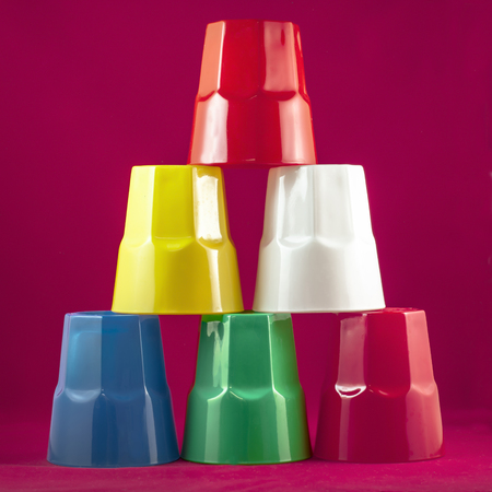 Pyramid of colour glassesの写真素材