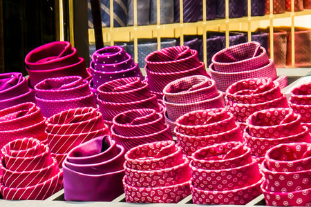 Colored ties rolled upの写真素材