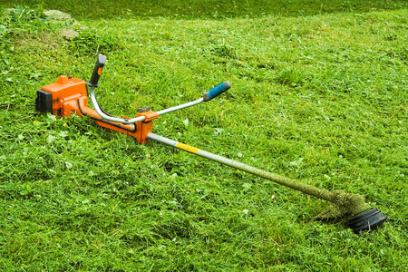 Lawn-mower on a new-mown lawn