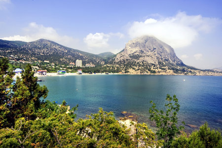 Kind on sea coast in Crimea