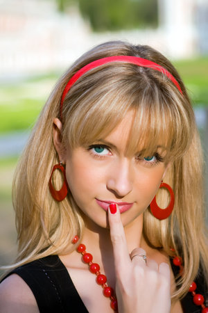 The beautiful girl showing gesture - 