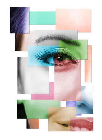 Half of face of the beautiful smiling womanの写真素材