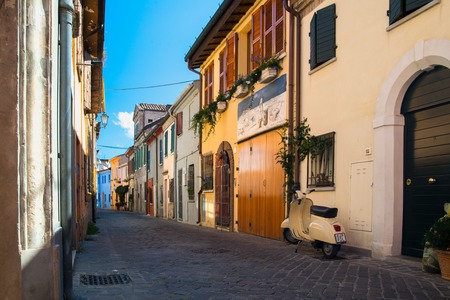 colorful street in the italian city riminiの写真素材