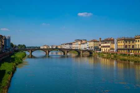 Ponte Vecchio bridge in Florence, Italy. Arno River. Tuscanyの写真素材