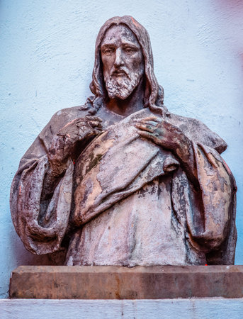 Jesus statue in Prague Czech Republicの写真素材