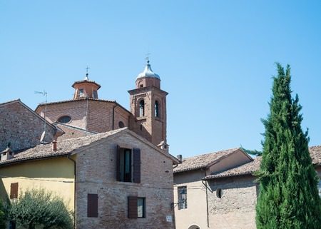 Santarcangelo view of the dome of the old church italy Rimini Italyの写真素材