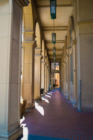 colonnade in Santarcangelo di Romagna Italy Europeの写真素材