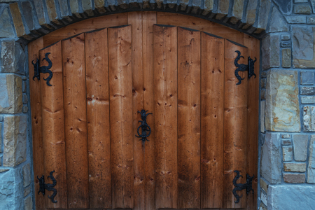 wooden gate in the Polish town of Zakopane may 2017の写真素材