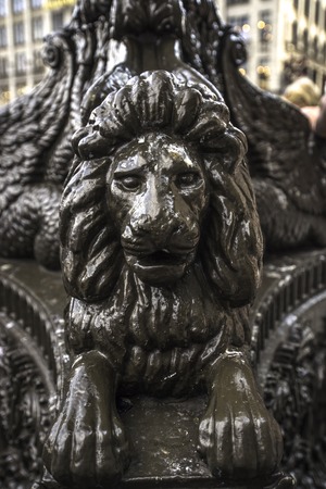decoration poodle old lamppost close to the Royal Palace on dam square in Amsterdam, Netherlandsの写真素材