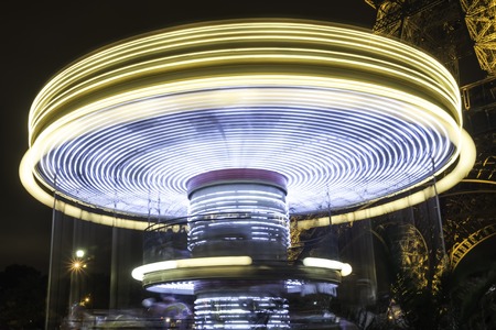 Eiffel tower and carousel with illumination. Paris Europe.の写真素材