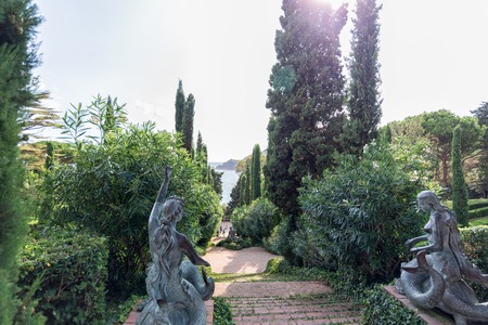 sculpture in Jardines de Santa Clotilde. Lloret de Mar, Costa Brava, Catalonia, Spain september 2017.のeditorial素材