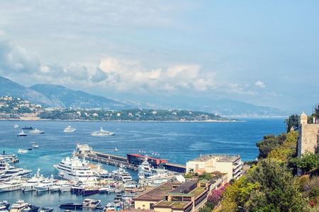 Monaco view of the mountain area of the principality from far away.の写真素材