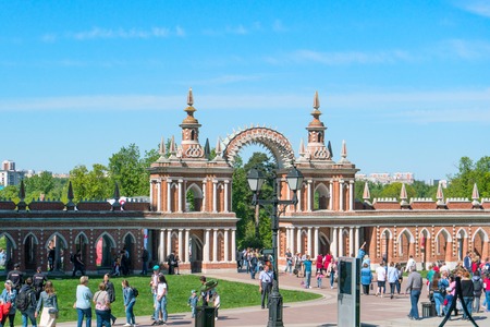 Russia, Moscow, May 2018. Entrance to the Tsaritsyn Palace in Tsaritsyno Parkのeditorial素材