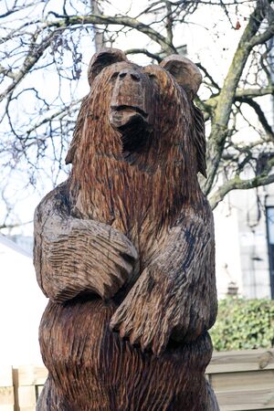 Belgium. Brussels December 2018: sculpture of a bear at the Christmas fair in Brusselsのeditorial素材