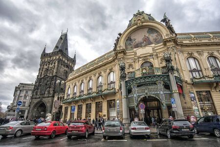 Prague, Czech Republic September 2018: Powder tower Viewのeditorial素材