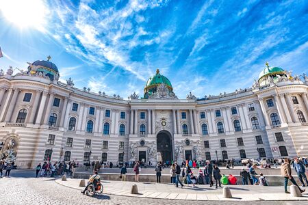 VIENNA, AUSTRIA-SEPTEMBER 2018. Hofburg Palace view at sunny day with touristsのeditorial素材