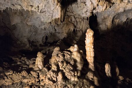 Ancient cave with stalactites and stalagmitesの写真素材
