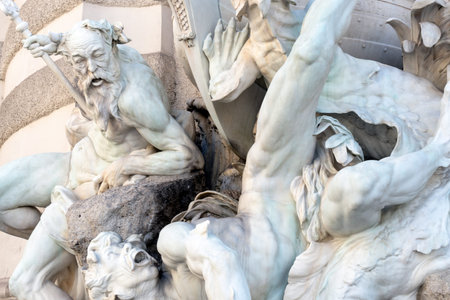 Fountain at the entrance to the Hofburg Palace. Vienna, Austria - September 2019.のeditorial素材