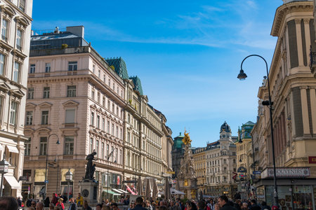 VIENNA, AUSTRIA, September 2018. Tourists walk on Graben street in Vienna